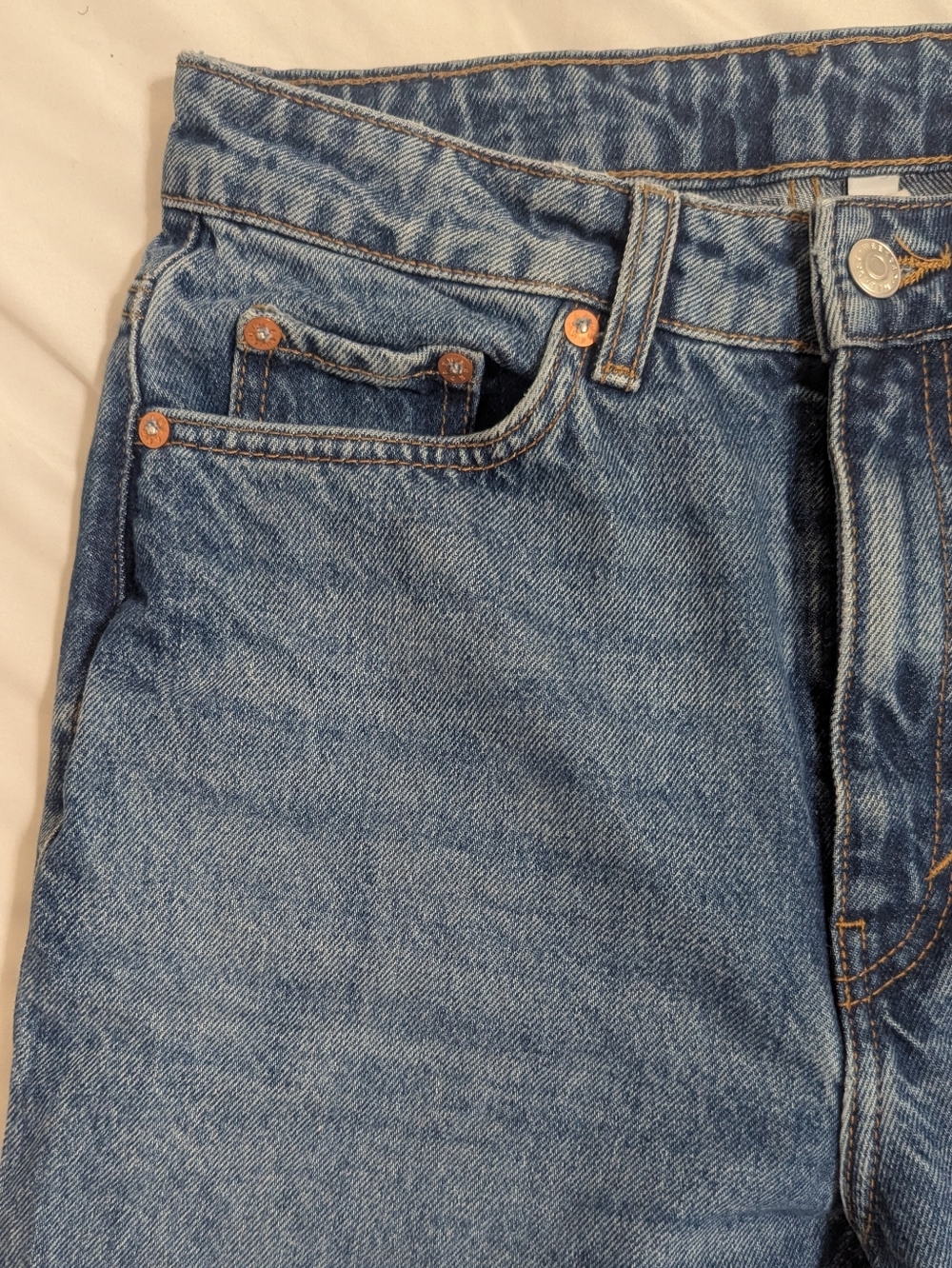 WEEKDAY ROWE SUPER HIGH WAISTED REGULAR STRAIGHT LEG JEANS, Color Blue Size 27 - Picture 8 of 12
